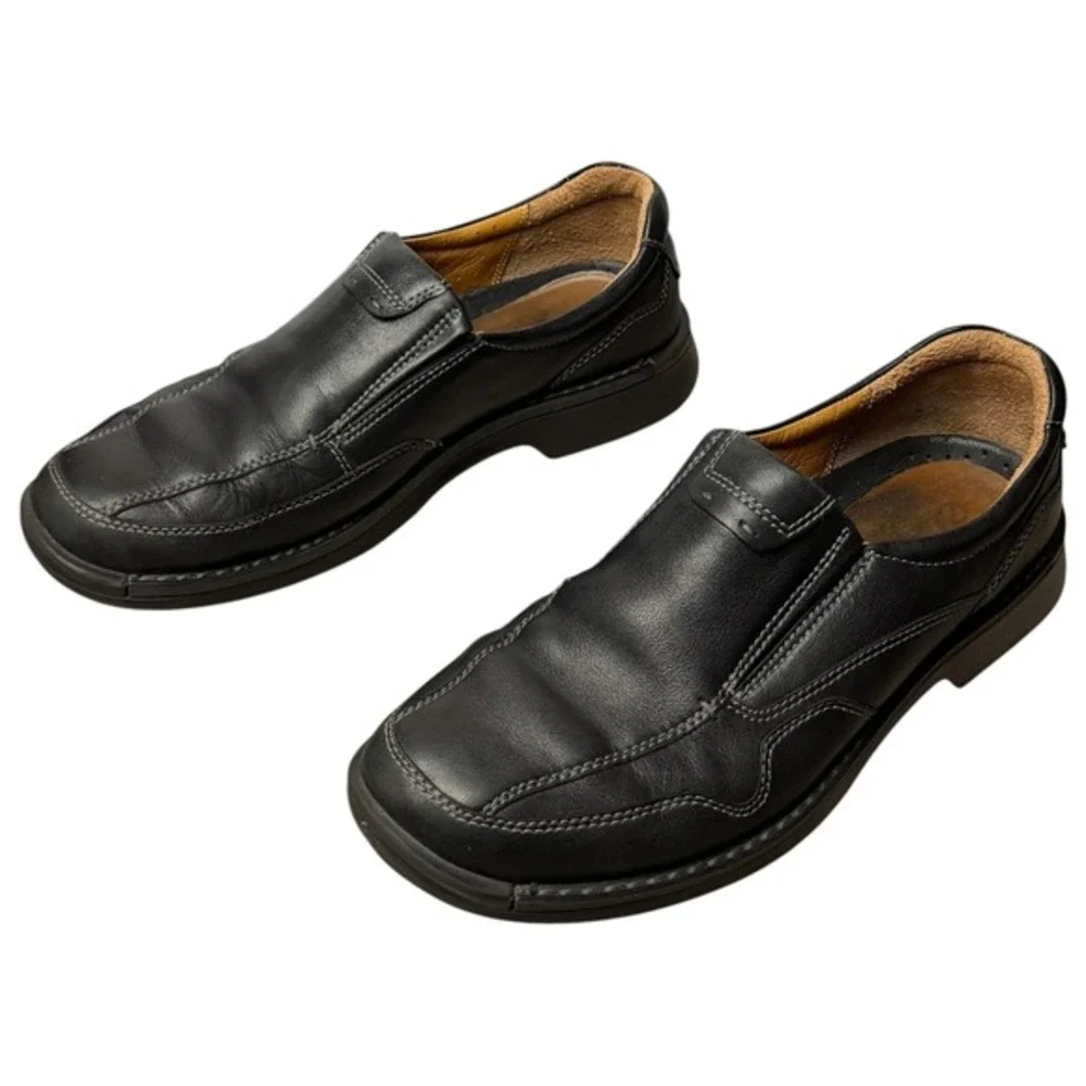 Ecco Helsinki Apron Toe Mens EU 44 US 10/10.5 Black Leather Slip on Loafers Shoe
